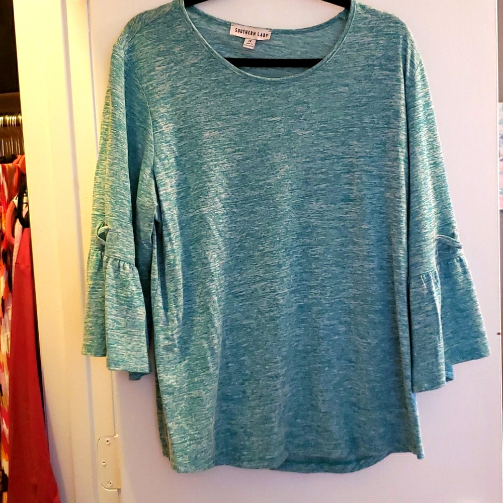 Green and white top